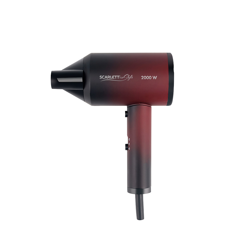 Изображение товара Фен Scarlett SC-HD70I38 бордовый мощностью 2000 Вт с функцией холодного воздуха