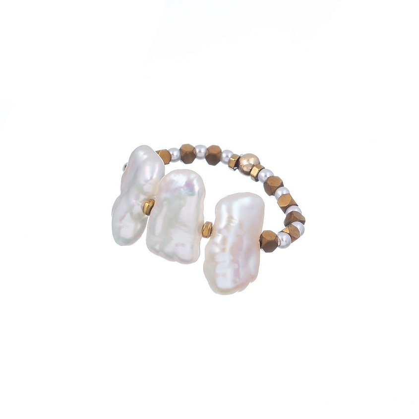 Изображение товара LANZEROTTI Кольцо, Splendore, стрейч, с жемчугом и гематитом, размер: 18