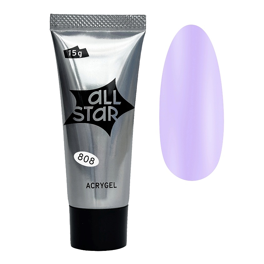 Изображение товара Полигель ALL STAR PROFESSIONAL Lavender 808 для ногтей 15 гр моделирующий