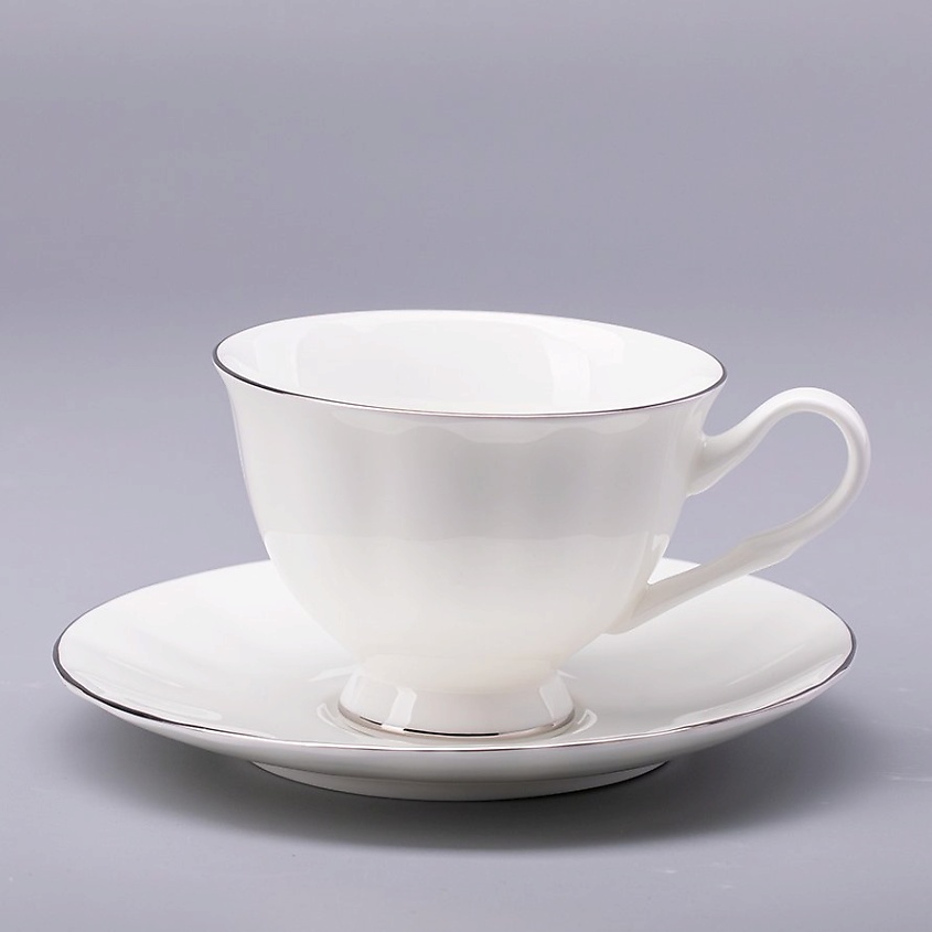Изображение товара Императорский набор посуды Нега Лента чашка с блюдцем из костяного фарфора