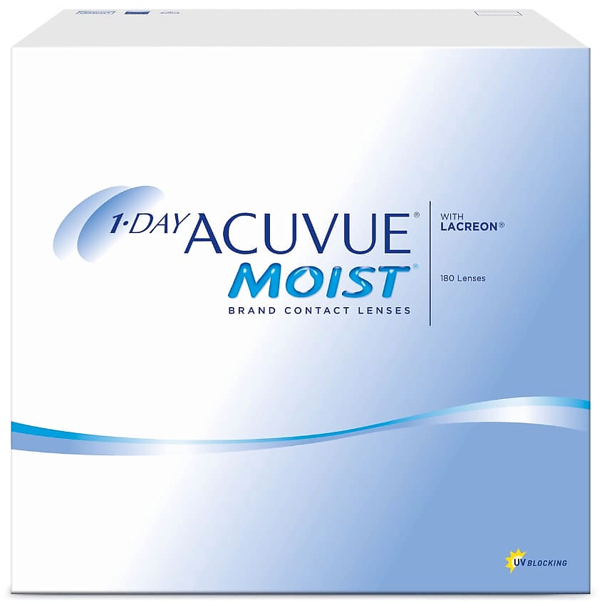 Изображение товара ACUVUE Однодневные контактные линзы 1-DAY ACUVUE MOIST with LACREON 180 шт., 14,2 / 8.5 / -3.25