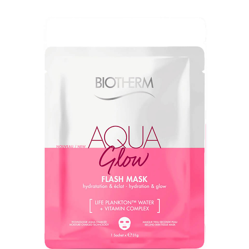 Изображение товара BIOTHERM Тканевая маска Aqua Glow с витаминным комплексом для увлажнения и сияния кожи, 31 мл