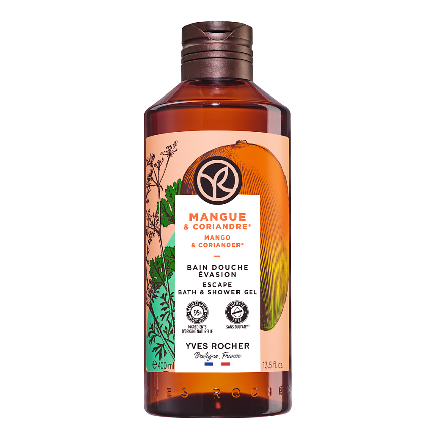 Изображение товара YVES ROCHER Гель для душа и ванны «Манго & Кориандр», 400 мл