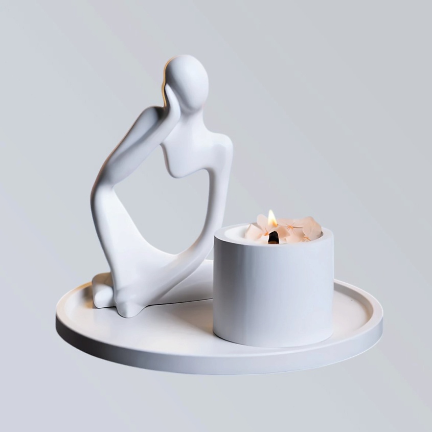 Изображение товара SHE STYLE Статуэтка с арома свечей на подставке подарочный набор из гипса для декора дома, 1 шт