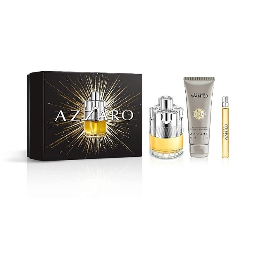 Изображение товара AZZARO Набор Wanted: Туалетная вода + Шампунь и гель для душа + Туалетная вода (мини), 100 мл + 75 мл + 10 мл