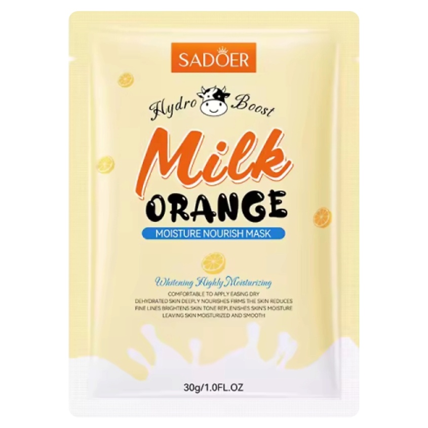 Изображение товара SADOER Маска для лица увлажняющая тканевая с экстр. молока и апельсина, 30 гр.