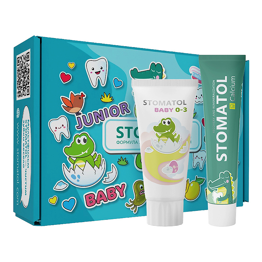 Изображение товара STOMATOL Набор детский реминерализующий гель для зубов 0+ и зубная паста 0+, 1 шт.