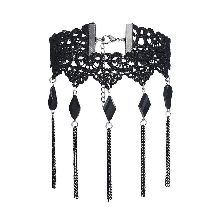 Изображение товара Готический чокер с камнями ромбов и цепочками для женщин стильное украшение