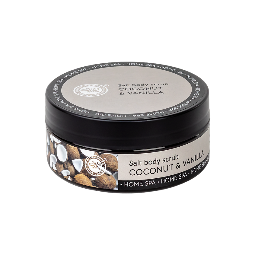 Изображение товара КРЫМСКАЯ НАТУРАЛЬНАЯ КОЛЛЕКЦИЯ Соляной скраб для тела кокосовый, антицеллюлитный, увлажняющий, 200 г