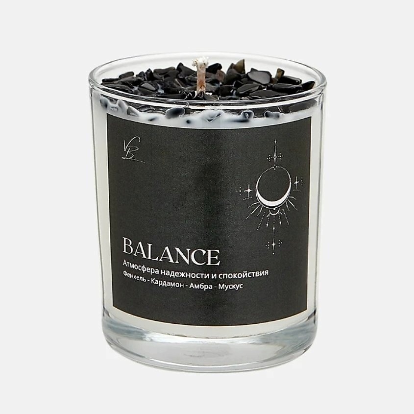 Изображение товара VIBE OF YOUR HOME Ароматическая свеча "Balance" с кристаллами обсидиана, 190 мл