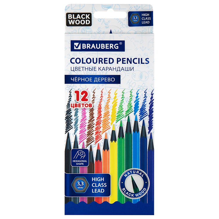 Изображение товара BRAUBERG Карандаши цветные шестигранные, Мультицвет