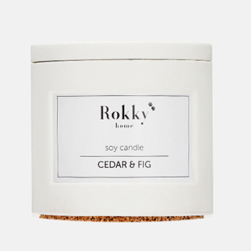 Изображение товара Ароматическая свеча Rokky Home Кедр&Инжир 125 мл с деревянным фитилем