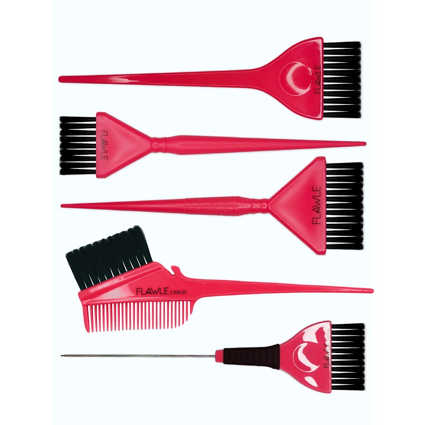Изображение товара FLAWLE Набор кистей парикмахерских для окрашивания волос, Розовый