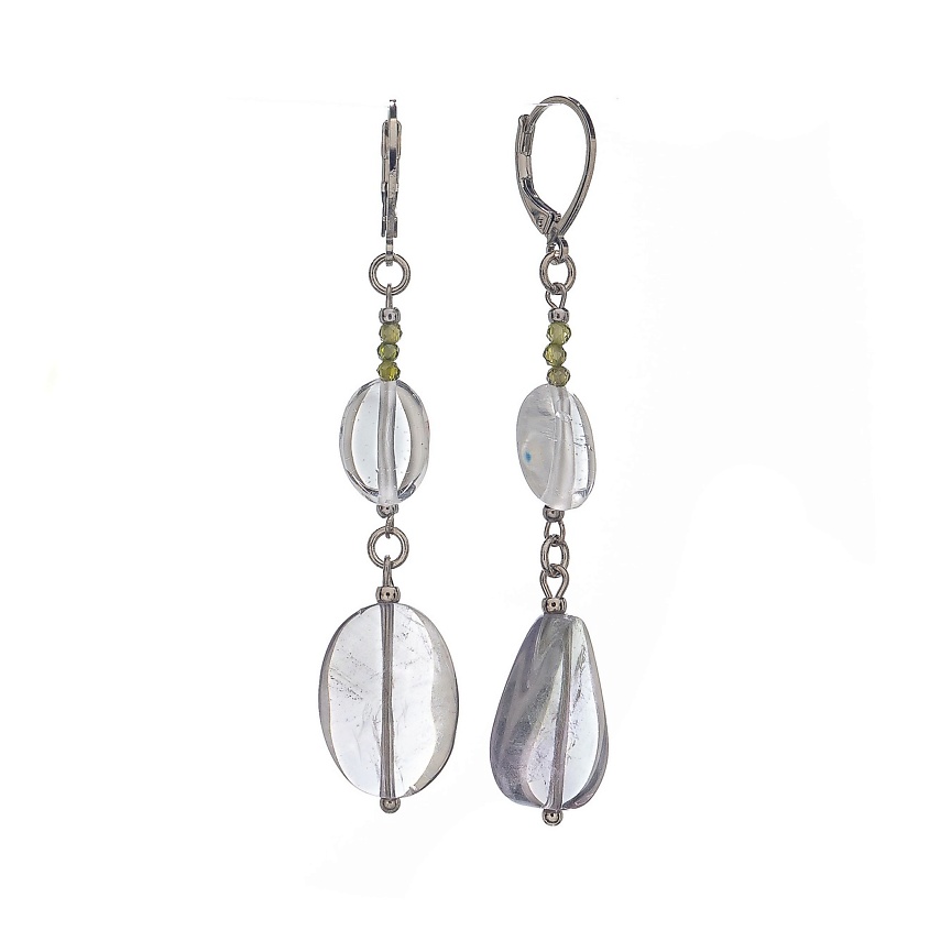 Изображение товара LANZEROTTI Серьги Ispirazione, флюорит, амазонит, циркон, цвет: Белый, размер: 7