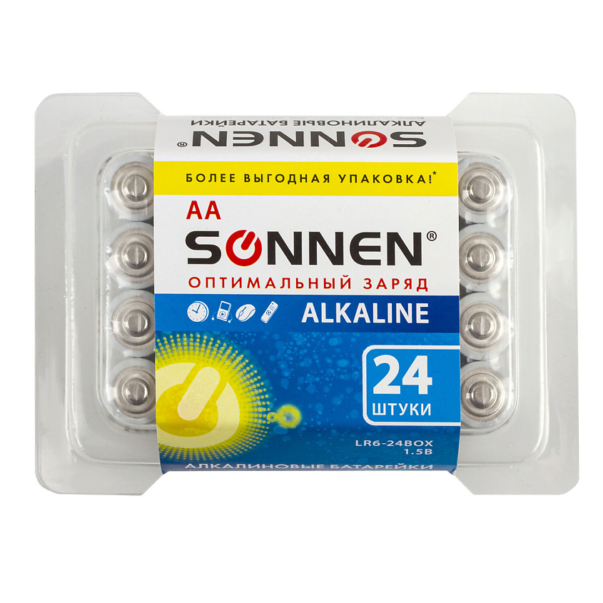 Изображение товара Батарейки SONNEN Alkaline AA LR6 15А - высокое качество и надежность