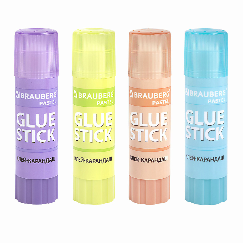Изображение товара BRAUBERG Клей-карандаш PASTEL, Клей-карандаш BRAUBERG PASTEL 15г, 4 шт