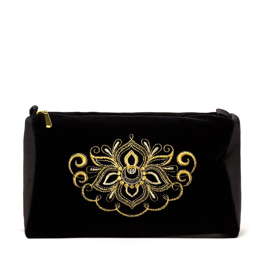 Изображение товара Косметичка бархатная с золотой вышивкой 13x18x5 модель 531