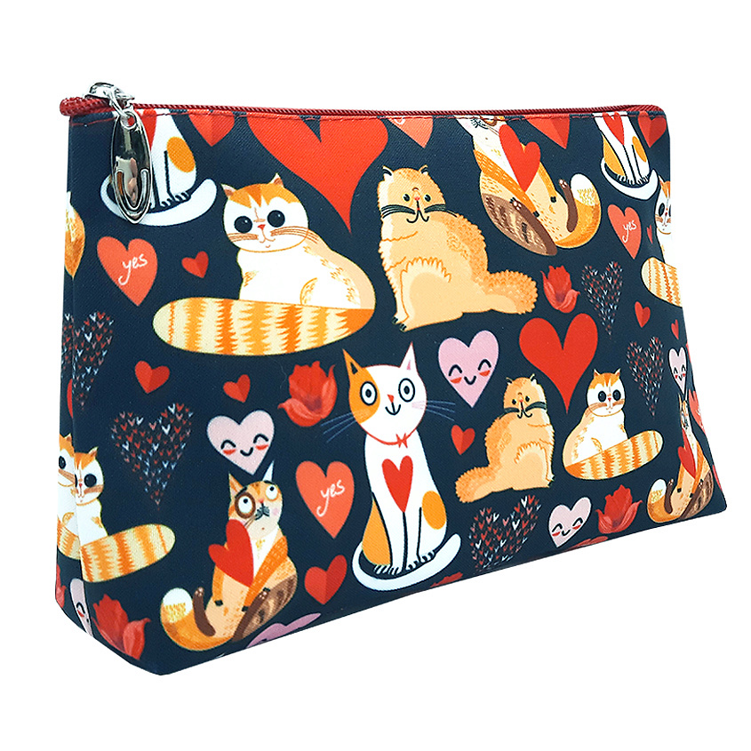 Изображение товара Большая женская косметичка ALISSIROSSI из ткани с принтом синие коты