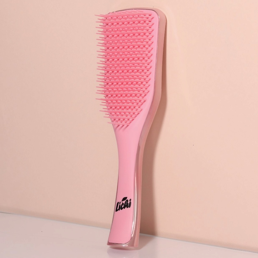 Изображение товара Расческа для волос массажная распутывающая LICHI розовая диаметр 67,5 мм