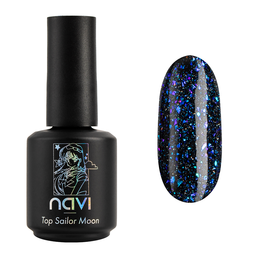 Изображение товара NAVI Топ для ногтей светоотражающий c хлопьями юкки, тон 04