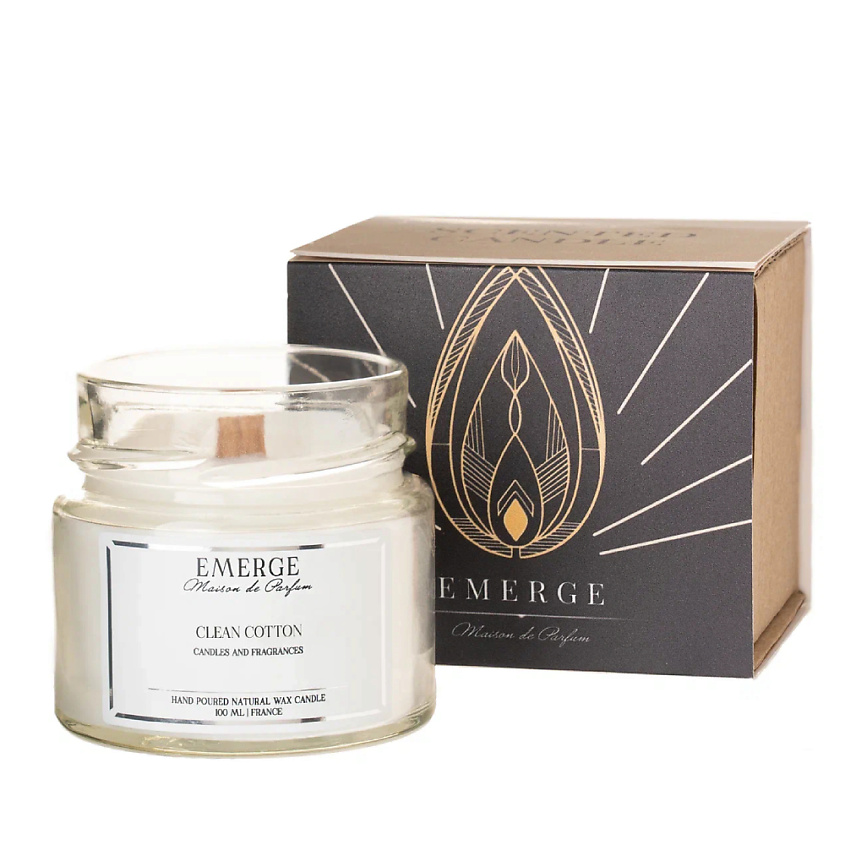 Изображение товара Аромасвеча EMERGE Чистый Хлопок 100 мл натуральный кокосовый воск