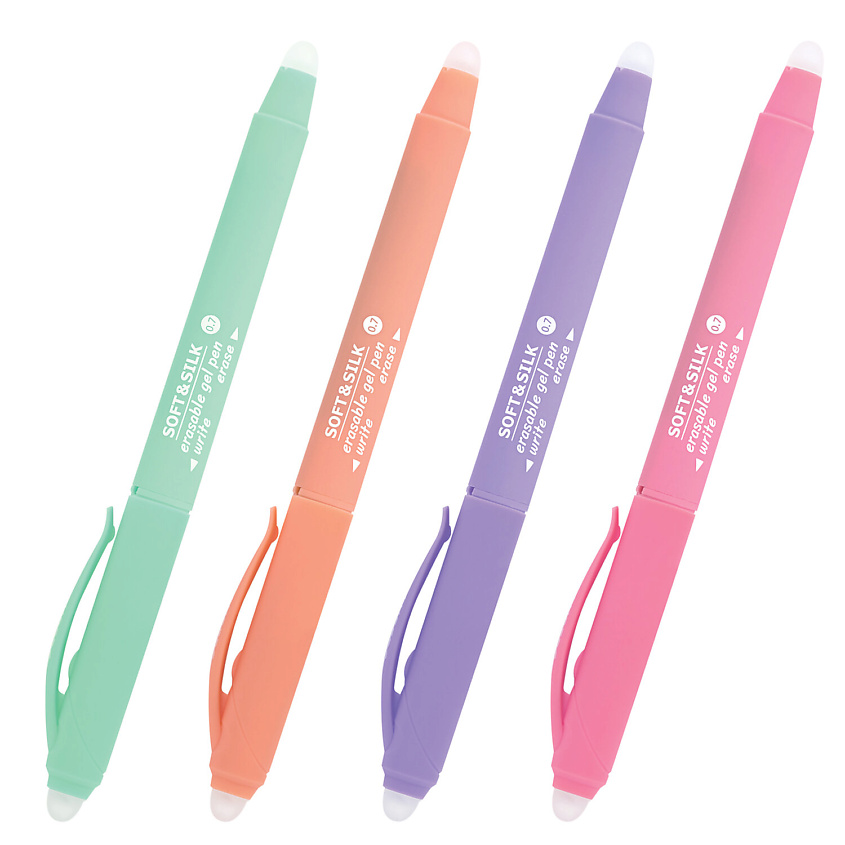 Изображение товара BRAUBERG Ручка стираемая гелевая с грипом SOFT&SILK PASTEL, 4 шт