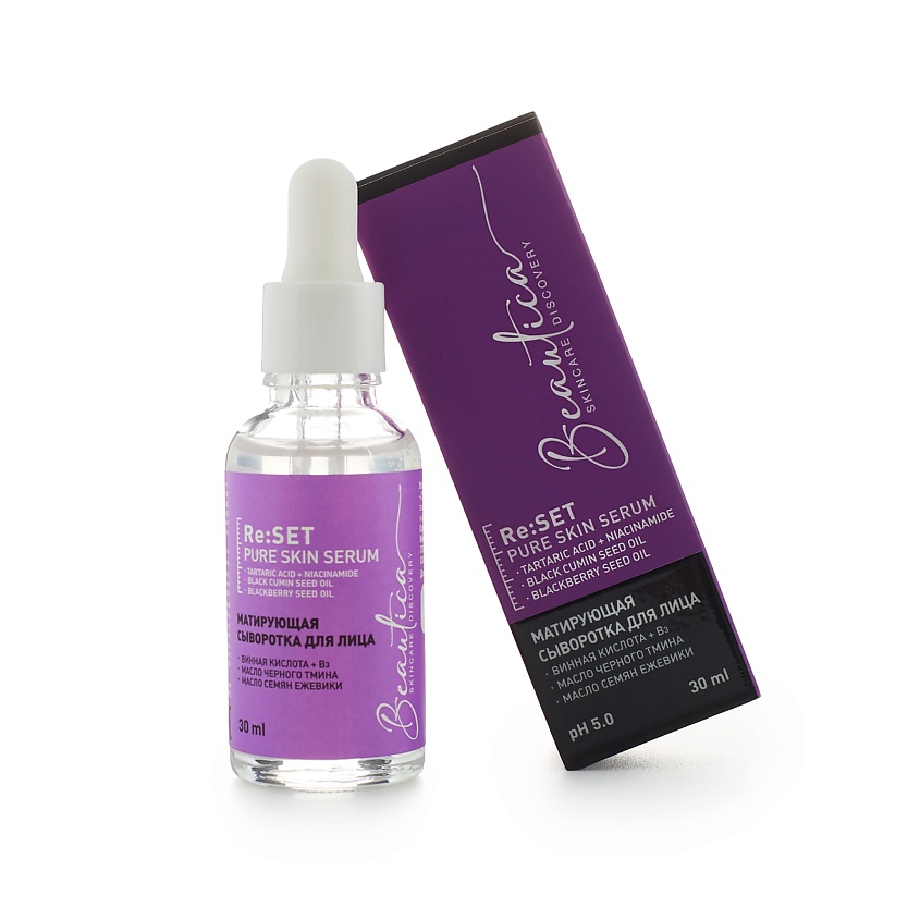 Изображение товара BEAUTICA Матирующая сыворотка для лица против черных точек и воспалений, 30 мл