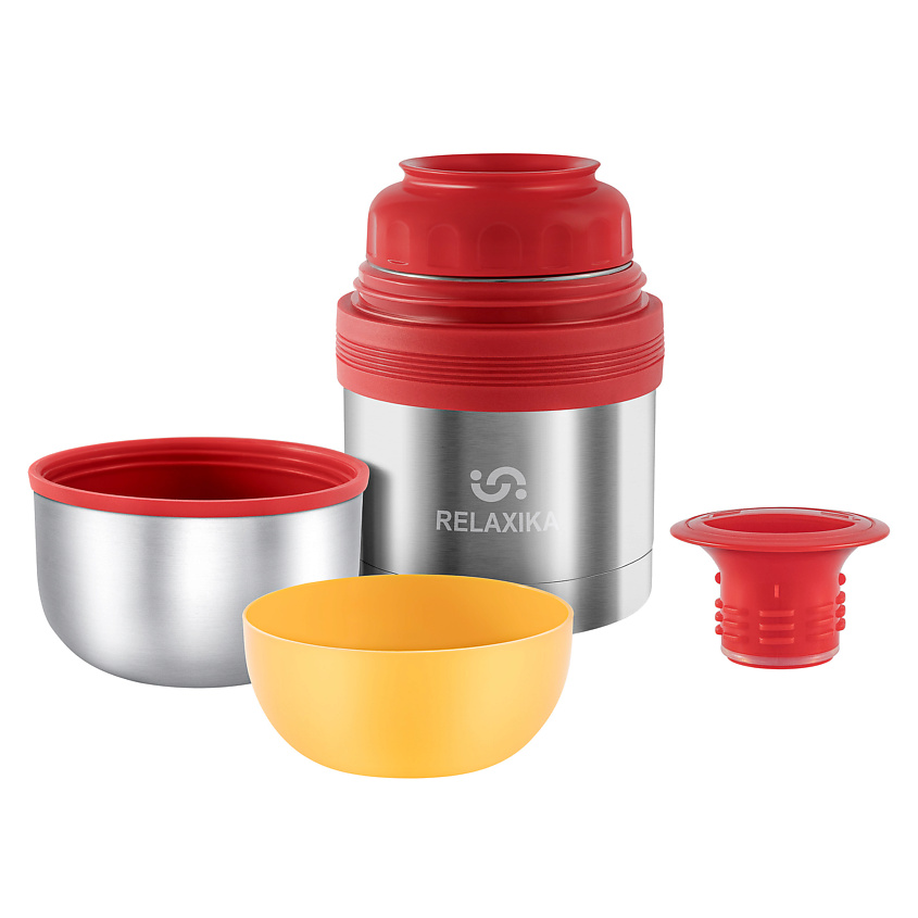 Изображение товара RELAXIKA Термос 0,5 литра для еды и напитков с широким горлом, Серебряный