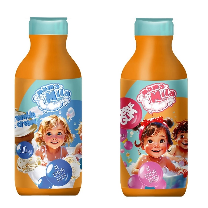 Изображение товара DELTA COSMETICS Пена для ванны меняющая цвет набор 2x500 мл с ароматом мороженое и жвачка