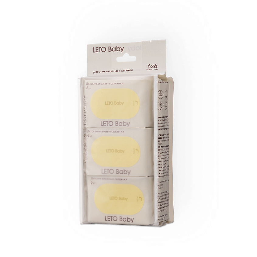Изображение товара LETOBABY Влажные салфетки, 6х6 набор