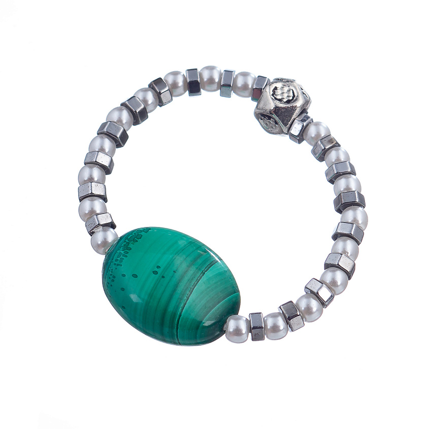 Изображение товара LANZEROTTI Кольцо Crespino стрейч, малахит, гематит, бусины, размер: 18