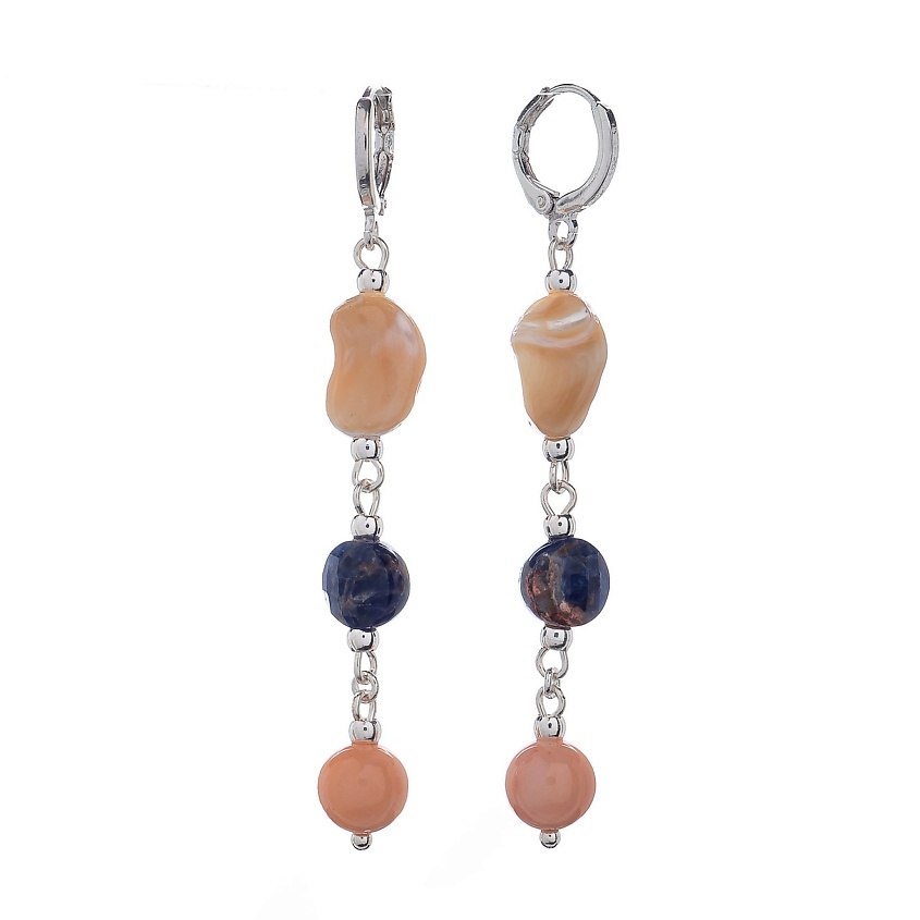 Изображение товара LANZEROTTI Серьги Alba, перламутр, содалит и агат, Серебряный