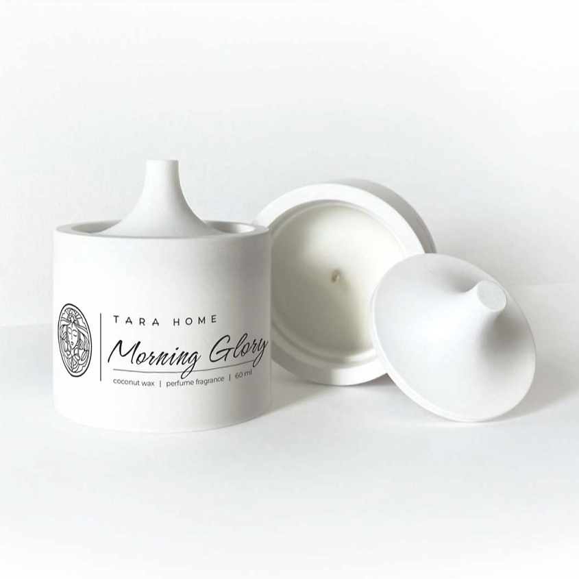 Изображение товара Ароматическая свеча Morning Glory 60 мл в гипсовом подсвечнике от TARA HOME