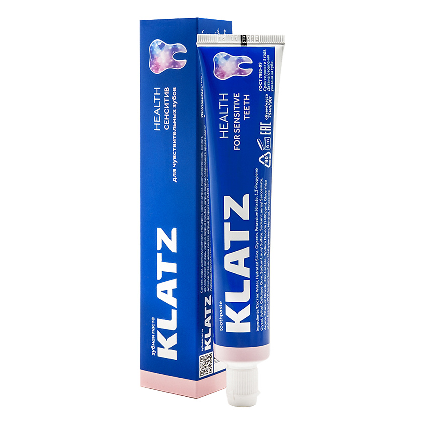 Изображение товара KLATZ Зубная паста HEALTH Сенситив 75 мл для чувствительных зубов и укрепления эмали