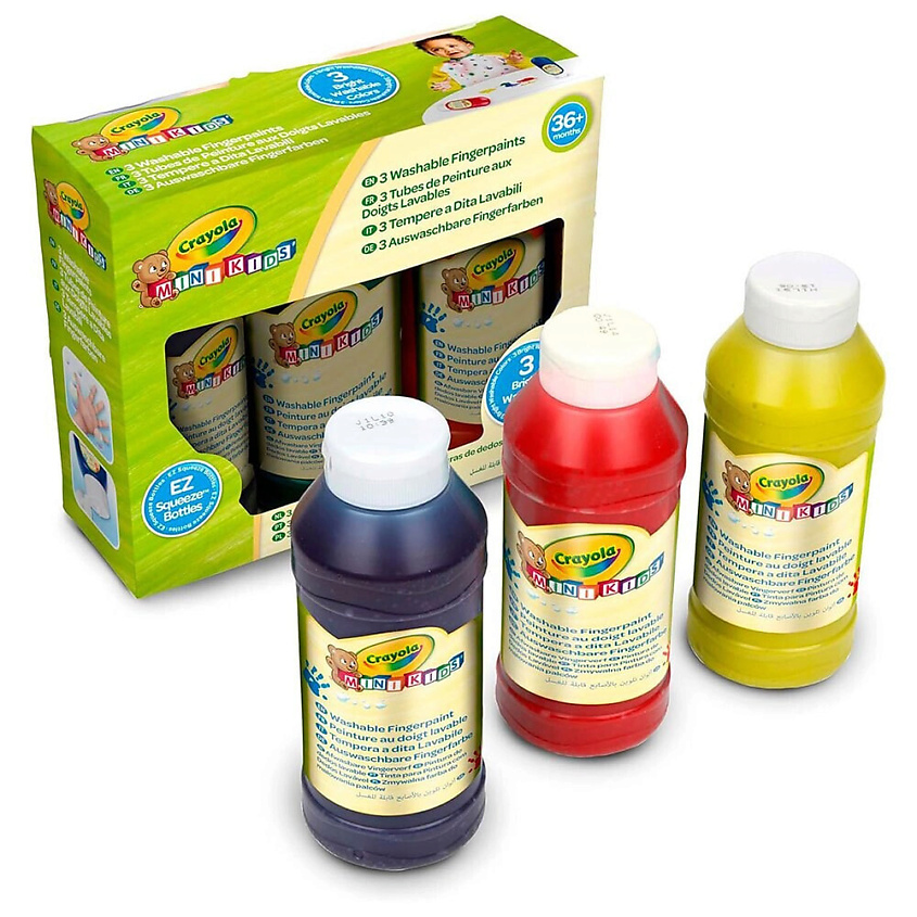 Изображение товара CRAYOLA Смываемая краска для рисования пальцами Mini Kids Washable Finger Paint, 3 x 236 мл