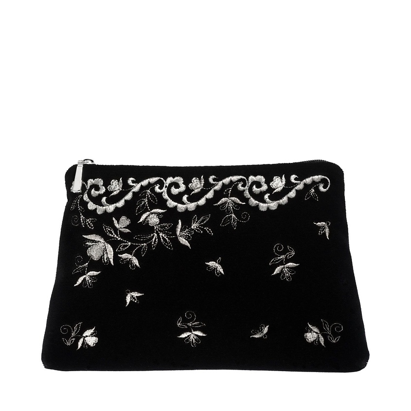 Изображение товара Бархатная женская сумка с серебряной вышивкой 14x22x2 см черная