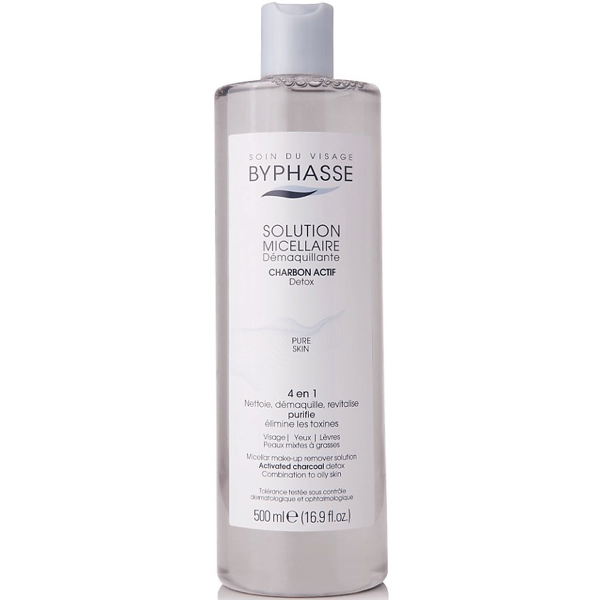 Изображение товара BYPHASSE Мицеллярная вода с активированным углем, для комбинированной и жирной кожи, 500 мл