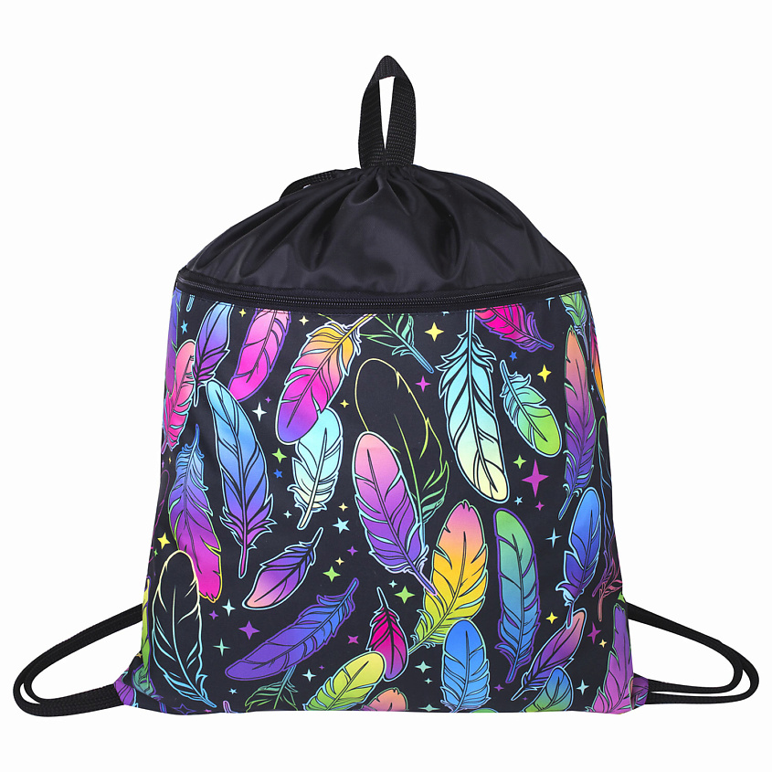 Изображение товара BRAUBERG Мешок для обуви БОЛЬШОЙ, с ручкой, карман на молнии, сетка Feathers, 1 шт.