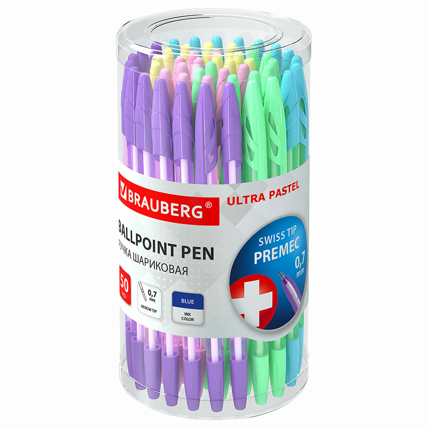 Изображение товара BRAUBERG Набор шариковых ручек Ultra Pastel, узел 0,7 мм, Цвет чернил: синий.