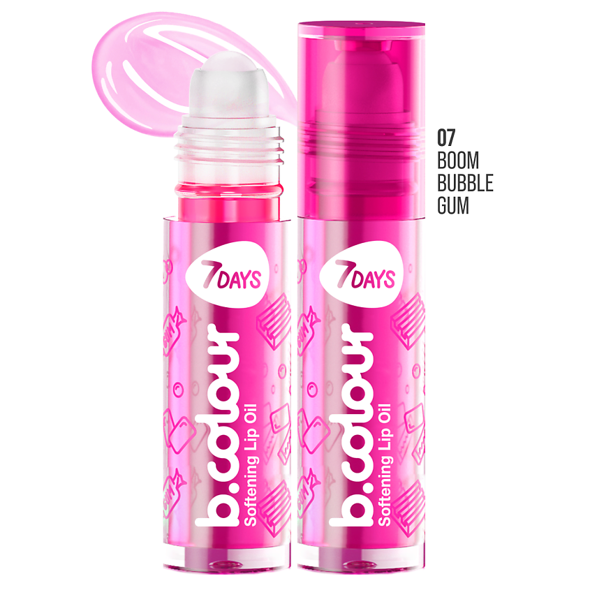 Изображение товара 7DAYS Блеск для губ увлажняющий B.COLOUR Bubble gum, 07 BOOM BUBBLE GUM