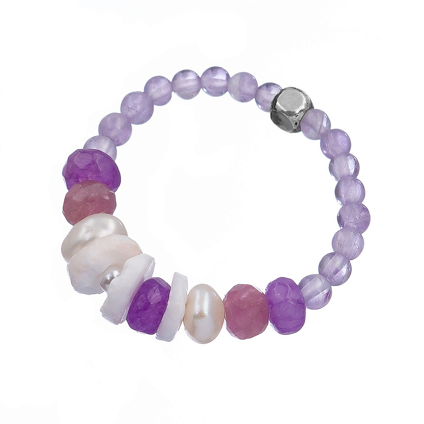 Изображение товара LANZEROTTI Кольцо, Monroe, жемчуг, раковина, турмалин, агат, аметист, цвет: Сиреневый, 18 размер, размер: 18