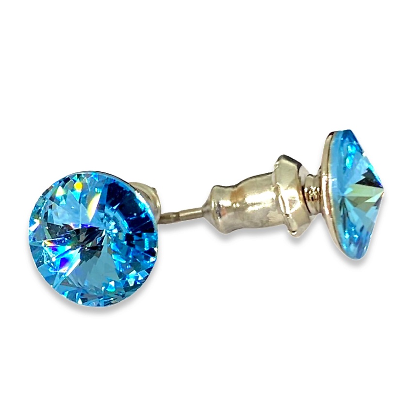 Изображение товара Амант Кристал Пусеты 8 мм Голубые Swarovski Silver night