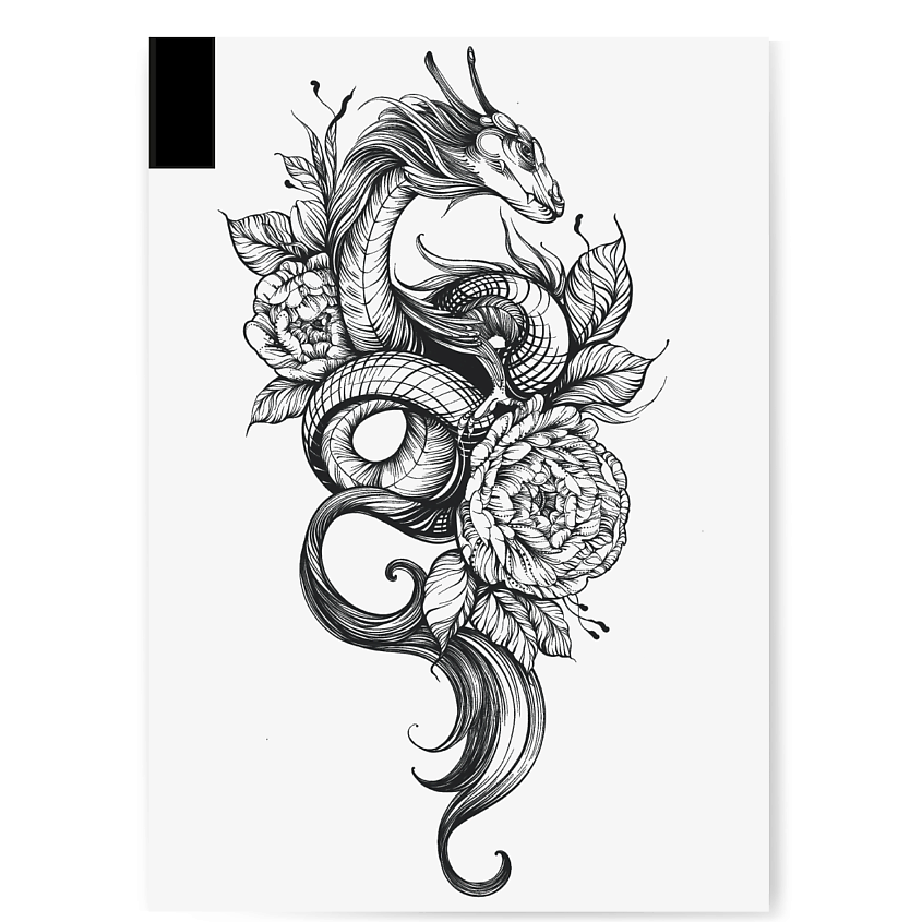 Изображение товара PRINT FACTORY Временная переводная татуировка Дракон, 1 шт.