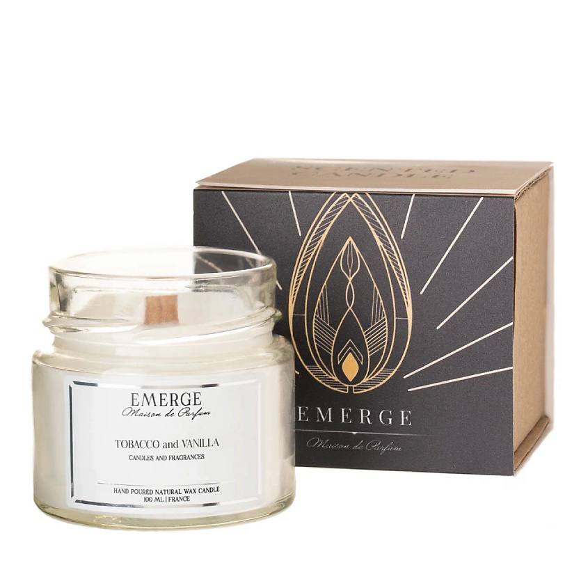Изображение товара Ароматическая свеча Ваниль с деревянным фитилем 100 мл EMERGE