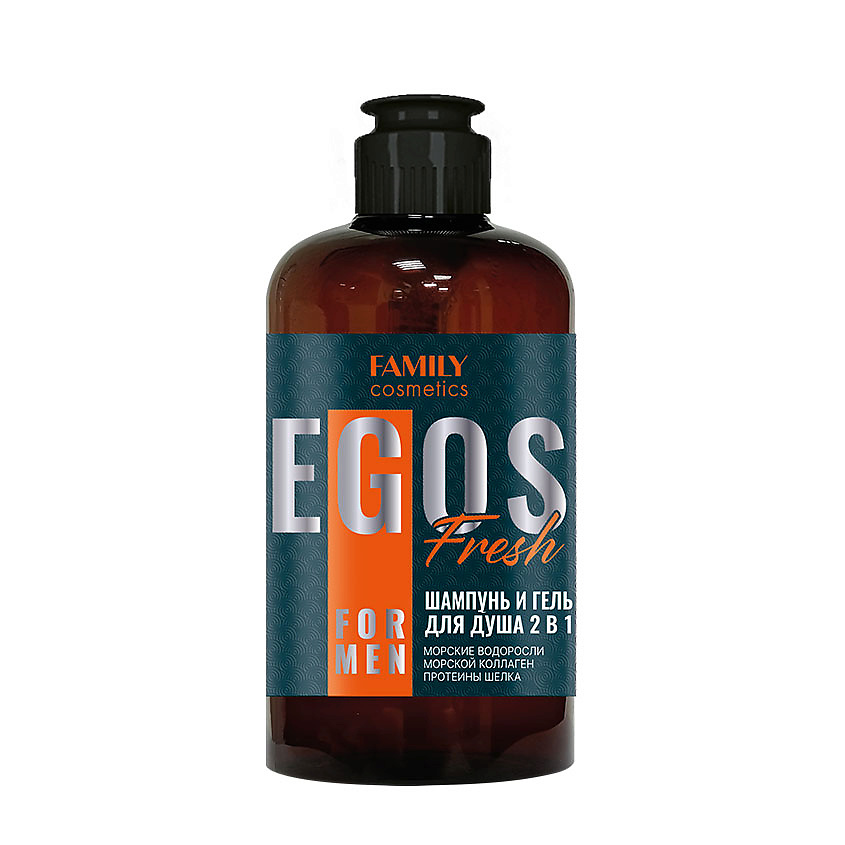 Изображение товара FAMILY COSMETICS Шампунь и гель для душа 2 в 1 Fresh серии EGOS for men, 470 мл