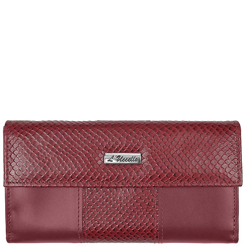 Изображение товара L'UCCELLO Кошелек женский из натуральной кожи, Цвет: Бордовый; размер: 19x10x2