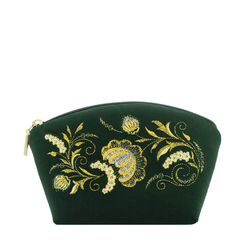 Изображение товара ТОРЖОКСКИЕ ЗОЛОТОШВЕИ Косметичка бархатная Мод 294 Рис 2904, Зеленый