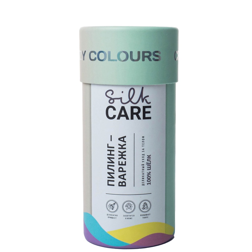 Изображение товара SILK CARE Шелковая варежка для пилинга Crazy Colours в подарочной упаковке, 1 цвет лимонная