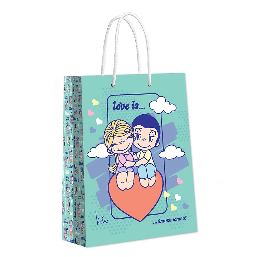Изображение товара Подарочный пакет Love is ND PLAY 220x310x100 мм яркая упаковка для подарков