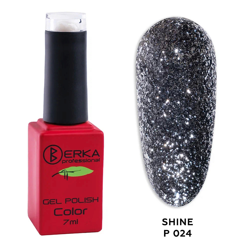 Изображение товара Гель-лак BERKA Shine P №P024 серый с блестками и слюдой для эффектного manicure